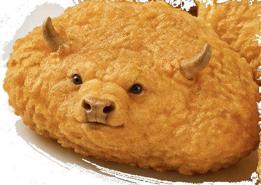 A nugget shaped like a bull face with horns